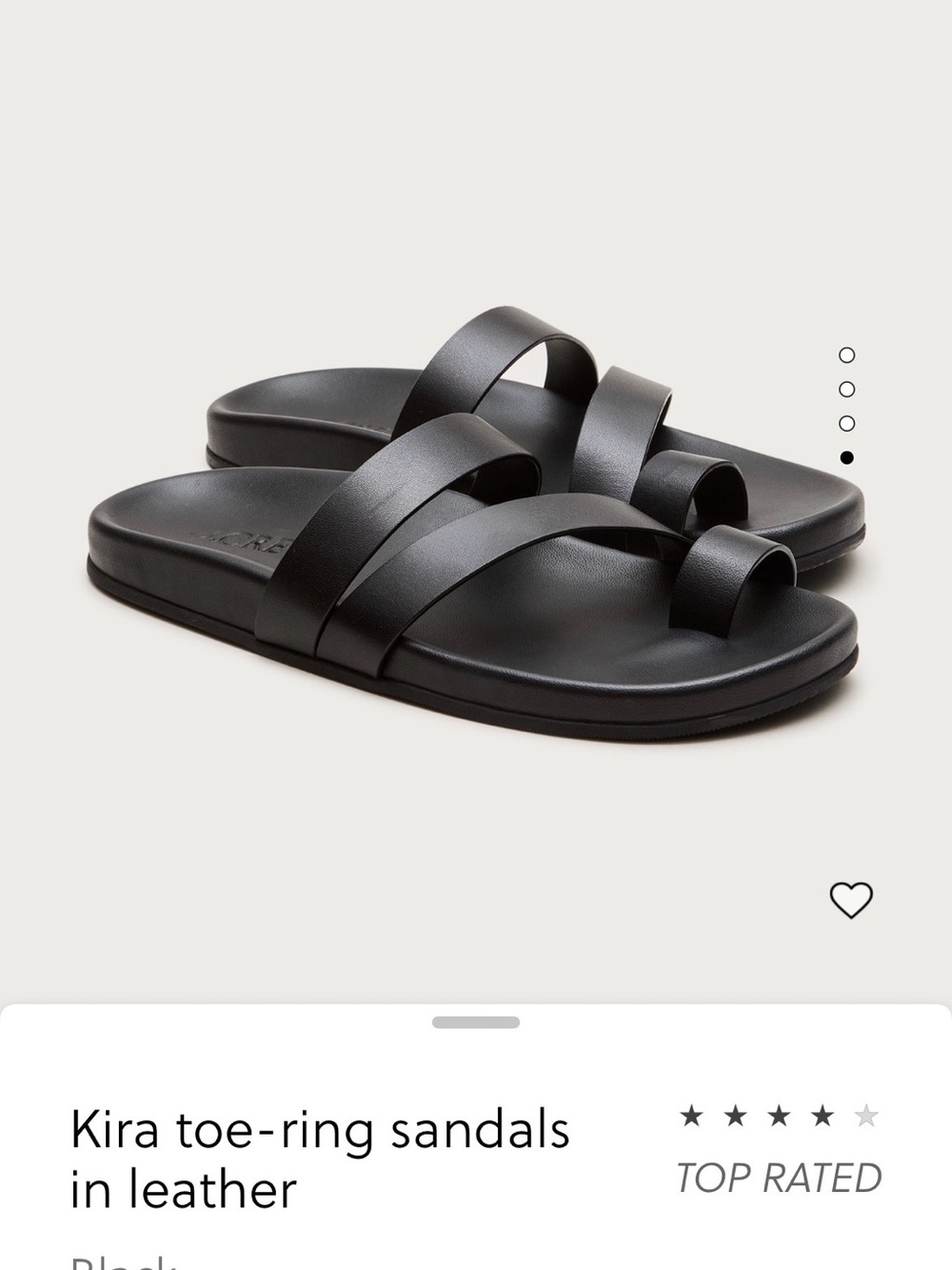 J. Crew Black Leather Toe-Ring Slide Sandals